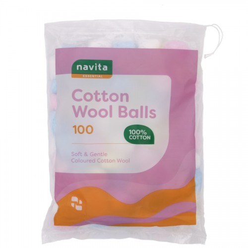 Navita Essential Cotton Wool Balls 100's Coloured (Special Offer)