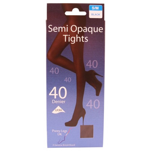 **Pretty Legs 40 Semi Denier Opaque Tights Black S/M