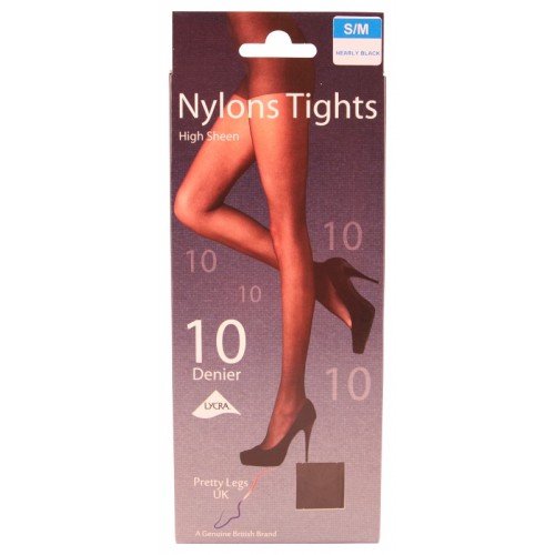 Pretty Legs 10 Denier High Sheen Nylons Tights Natural M/L