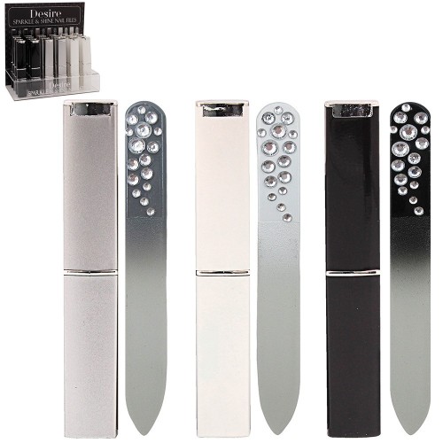 Diamante Nail Files With Case Black & White LP76621