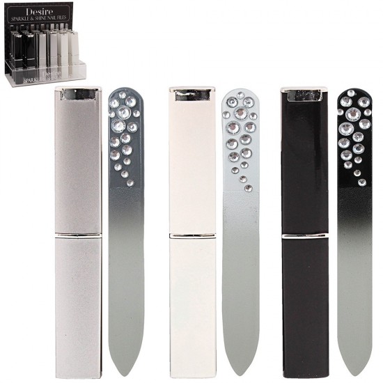 Diamante Nail Files With Case Black & White LP76621