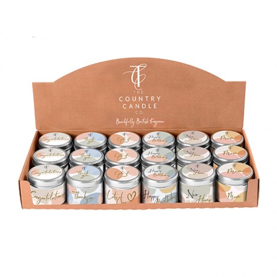 ** The Country Candle Co Candle Tin Assorted CDU Sentiments