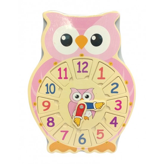 Lets Learn Owl Clock Pink LP62046