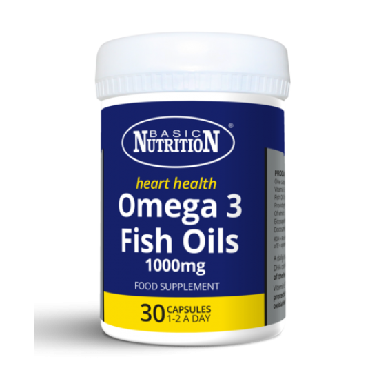 Basic Nutrition Omega 3 Fish Oils 1000mg Capsules 30's