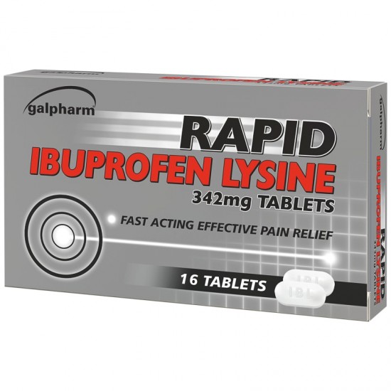 Galpharm Ibuprofen Rapid Lysine 342mg Tablets 16's