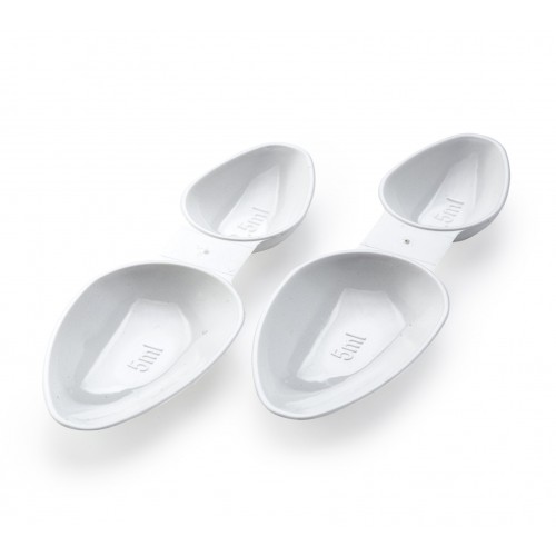White PP Double Ended Medicine Spoon 2.5ml/5ml