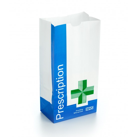 NHS Pharmacy Paper Prescription Bag Block Base PBP4 - 248 x 127 + 89mm