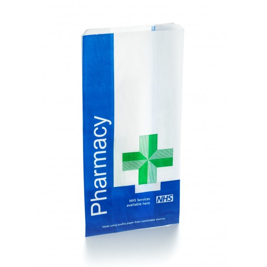 NHS Pharmacy Paper Counter Bag Gusseted VCB4 - 305 x 152 + 64mm