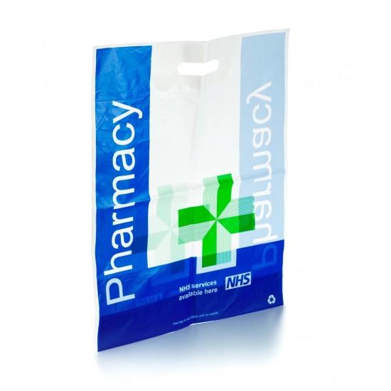 Plastic Prescription Bag with Handle PHCP6 - 380 x 290 + 80mm*