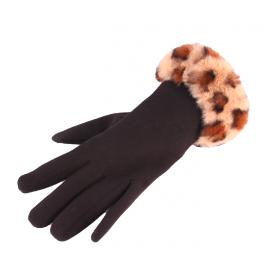 Ladies Suede Effect Gloves Assorted with Faux Fur Trim