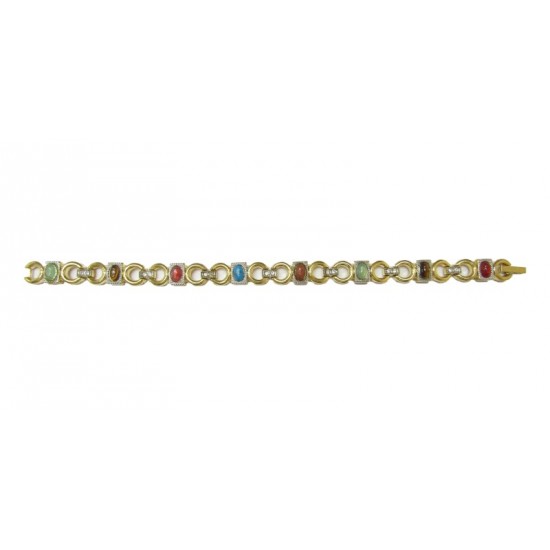 Bio-Magnetic Bracelets Gold Links with Coloured Gems PL23N05