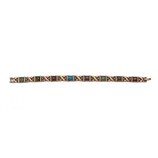 Bio-Magnetic Bracelets Bronze Crosses and Coloured Gems PL23N06