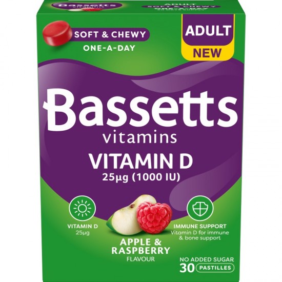 Bassetts Vitamins 30's - Adult Vitamin D Apple & Raspberry