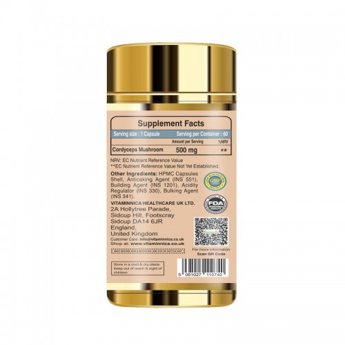 Vitaminnica Cordyceps Mushroom 500mg Capsules 60's