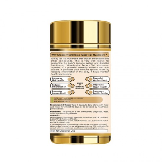 Vitaminnica Turkey Tail Mushroom 500mg Capsules 60's Vitaminnica Turkey Tail Mushroom 500mg Capsules 60's