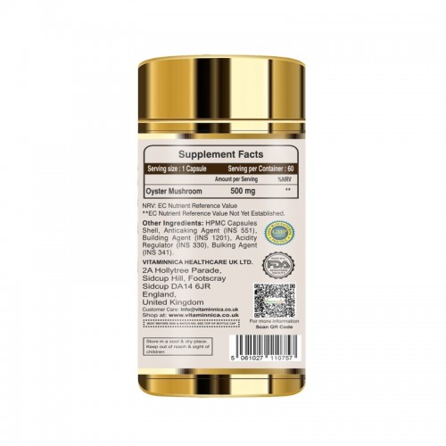 Vitaminnica Oyster Mushroom 500mg Capsules 60's