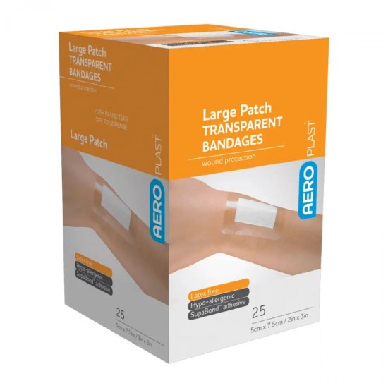 AeroPlast Transparent Bandages Large Patch 5 x 7.5cm 25's