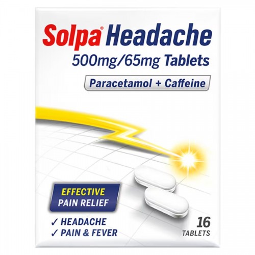 Solpa Headache 500mg/65mg Paracetamol + Caffiene Tablets 16's [GSL]
