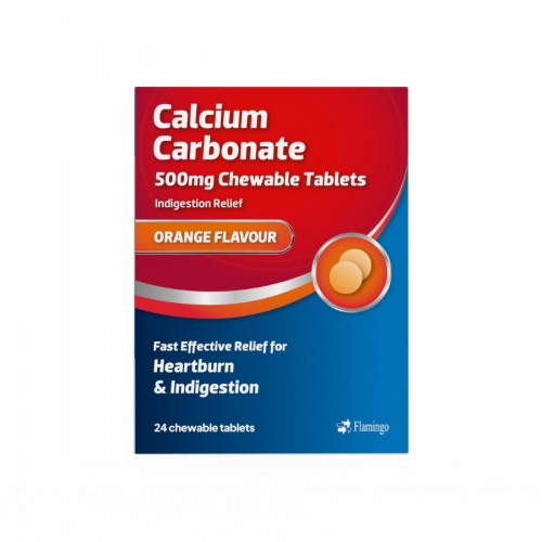 Flamingo Calcium Carbonate 500mg Chewable Orange Tablets 24's [GSL]