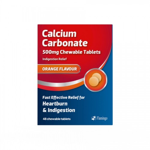 Flamingo Calcium Carbonate 500mg Chewable Orange Tablets 48's [GSL]