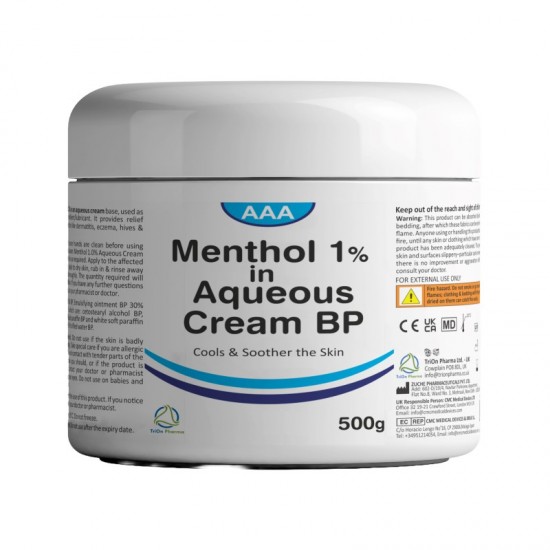 AAA Menthol 1% in Aqueous Cream 500g