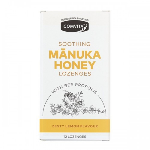 Comvita Soothing Manuka Honey Lozenges with Bee Propolis Zesty Lemon 12's
