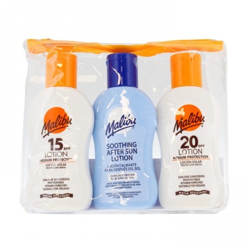 Malibu Travel Pack 100ml (SPF15 Lotion, SPF20 Lotion & Soothing Aftersun)