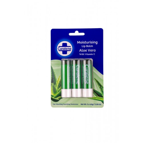 Curalene Moisturising Lip Balm 3pk Aloe Vera