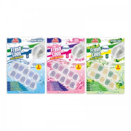 Airpure Fresh Loos Toilet Rim Block 2pk Assorted