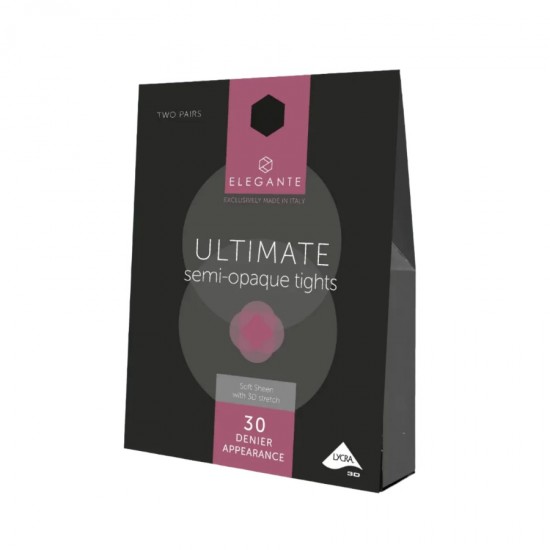 Elegante Ultimate Semi-Opaque Tights 30 Denier, 2 Pairs, Black L